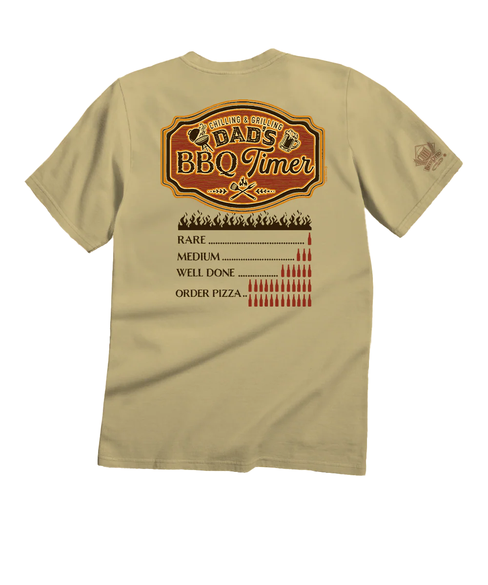 Dads BBQ Timer - Beer Dyed Short Sleeve Crewneck T-Shirt