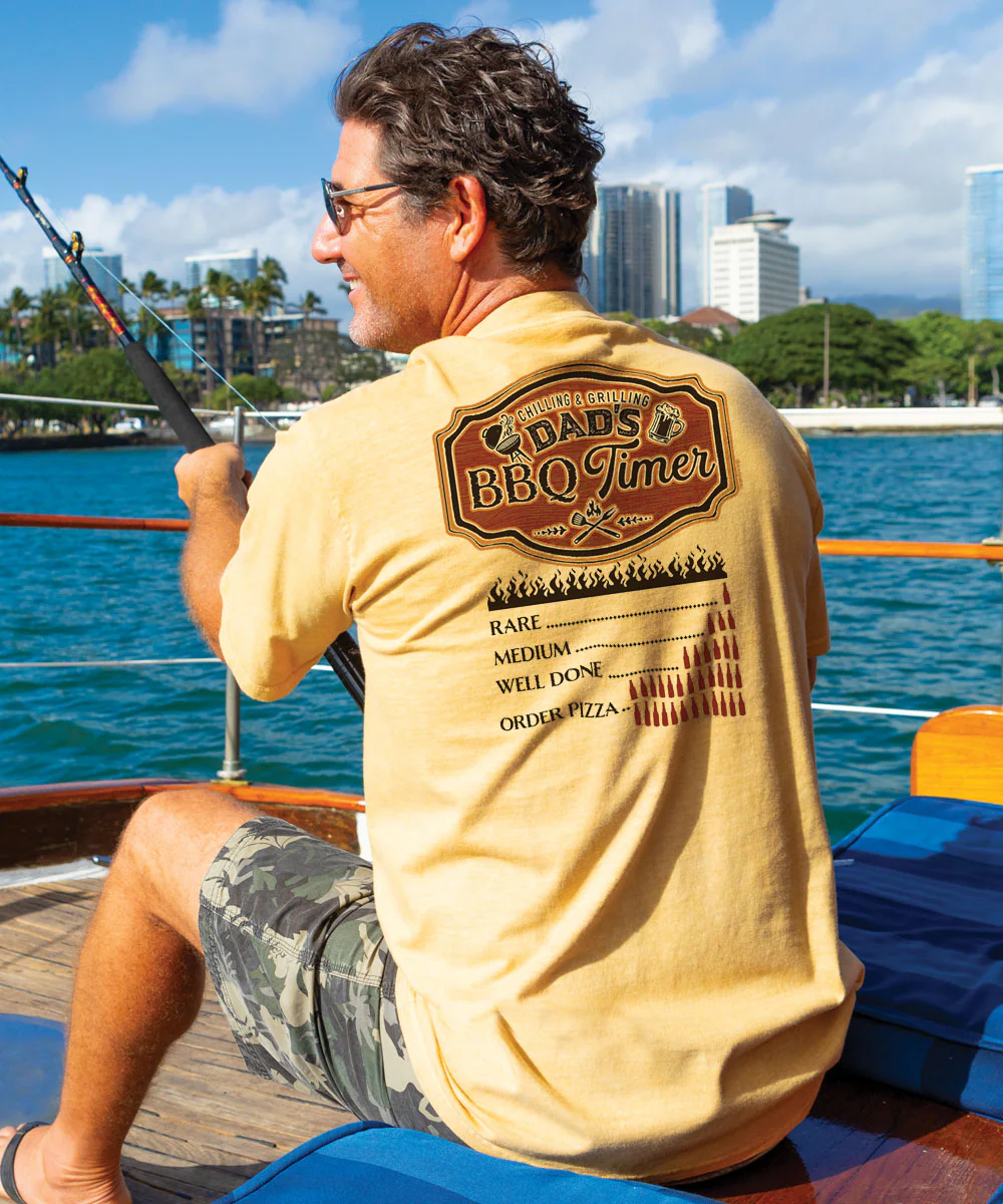Dads BBQ Timer - Beer Dyed Short Sleeve Crewneck T-Shirt - Image 2