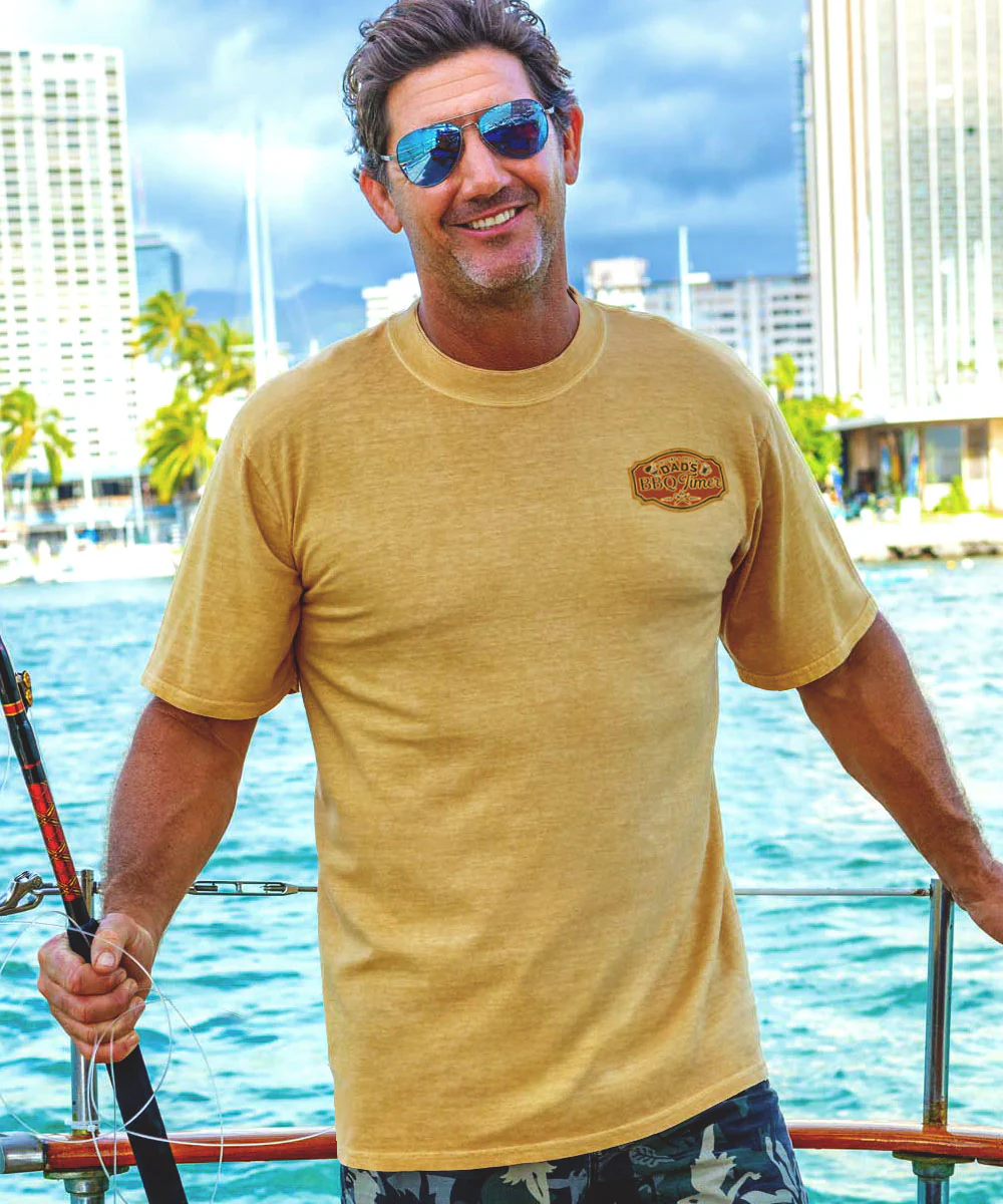 Dads BBQ Timer - Beer Dyed Short Sleeve Crewneck T-Shirt - Image 3