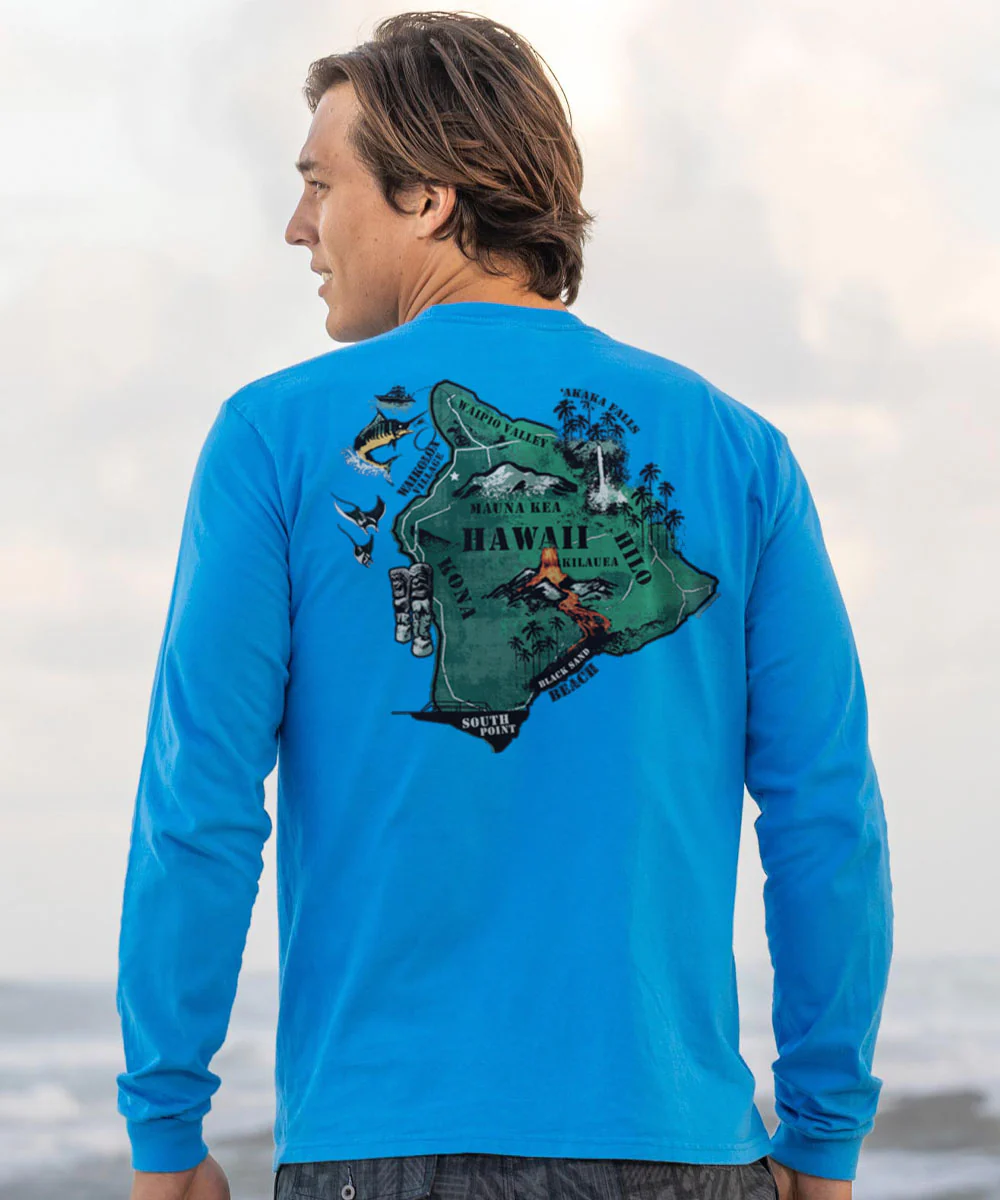 Destination Big Island - Blue Hawaii Dyed Long Sleeve Crewneck T-Shirt - Image 2