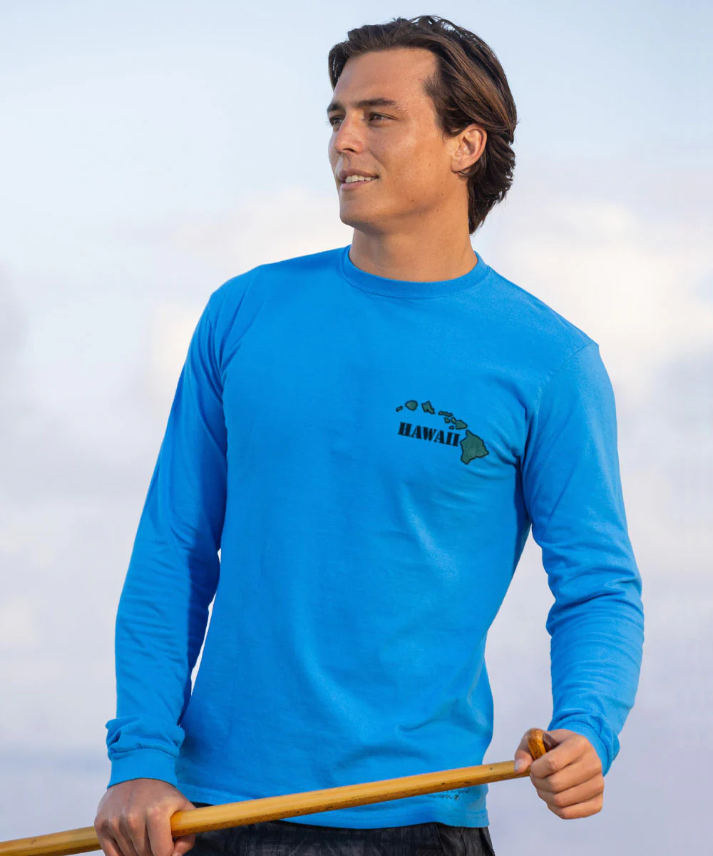 Destination Big Island - Blue Hawaii Dyed Long Sleeve Crewneck T-Shirt - Image 3