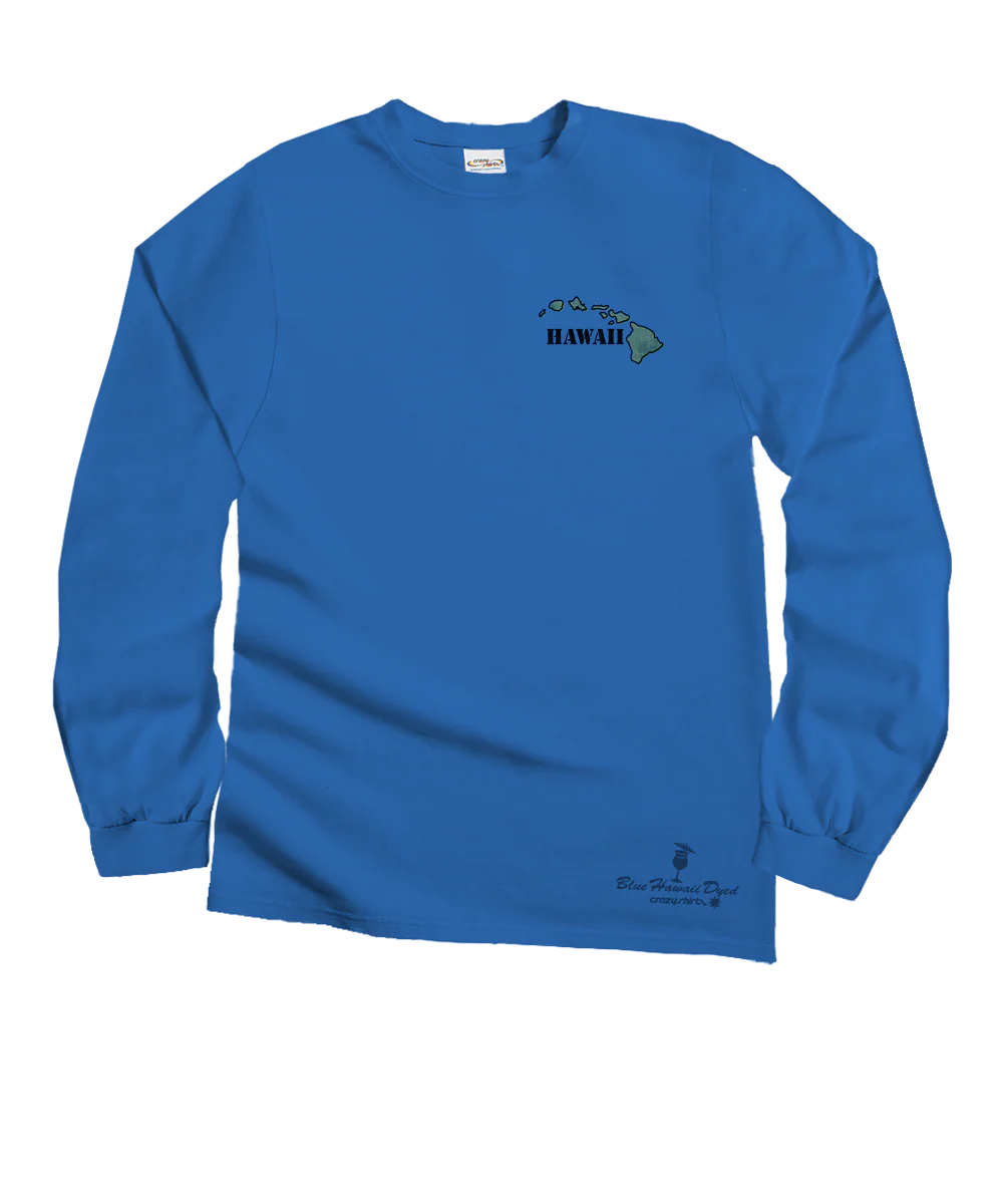 Destination Big Island - Blue Hawaii Dyed Long Sleeve Crewneck T-Shirt - Image 4