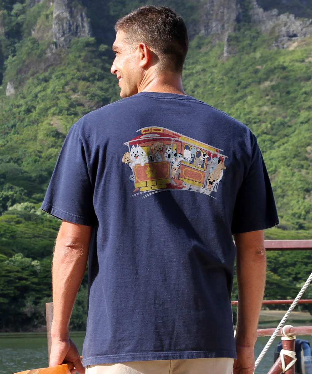 Dog Trolley - Navy Short Sleeve Crewneck T-Shirt - Image 3