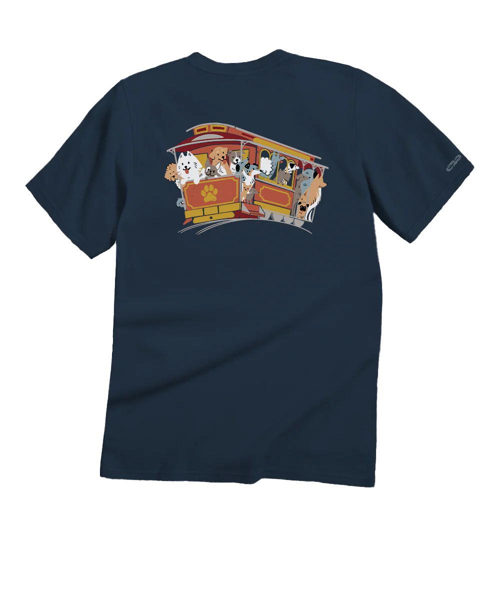 Dog Trolley - Navy Short Sleeve Crewneck T-Shirt - Image 4