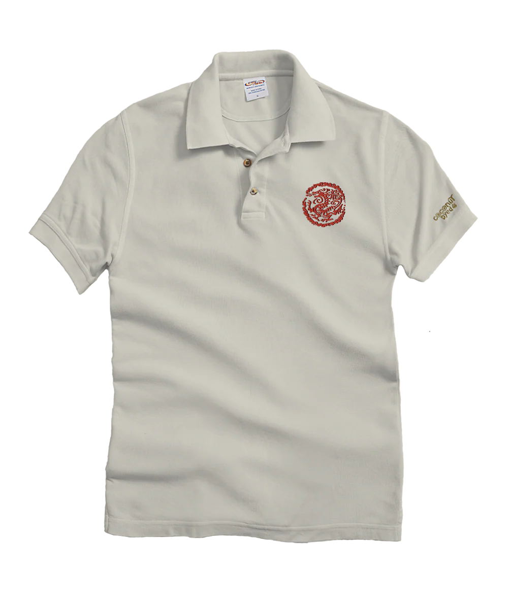 Dragon Badge - Coconut Dyed Short Sleeve Oceanfront Polo Shirt