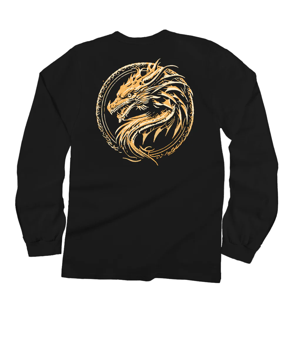 Dragon Medallion - Black Long Sleeve Crewneck T-Shirt