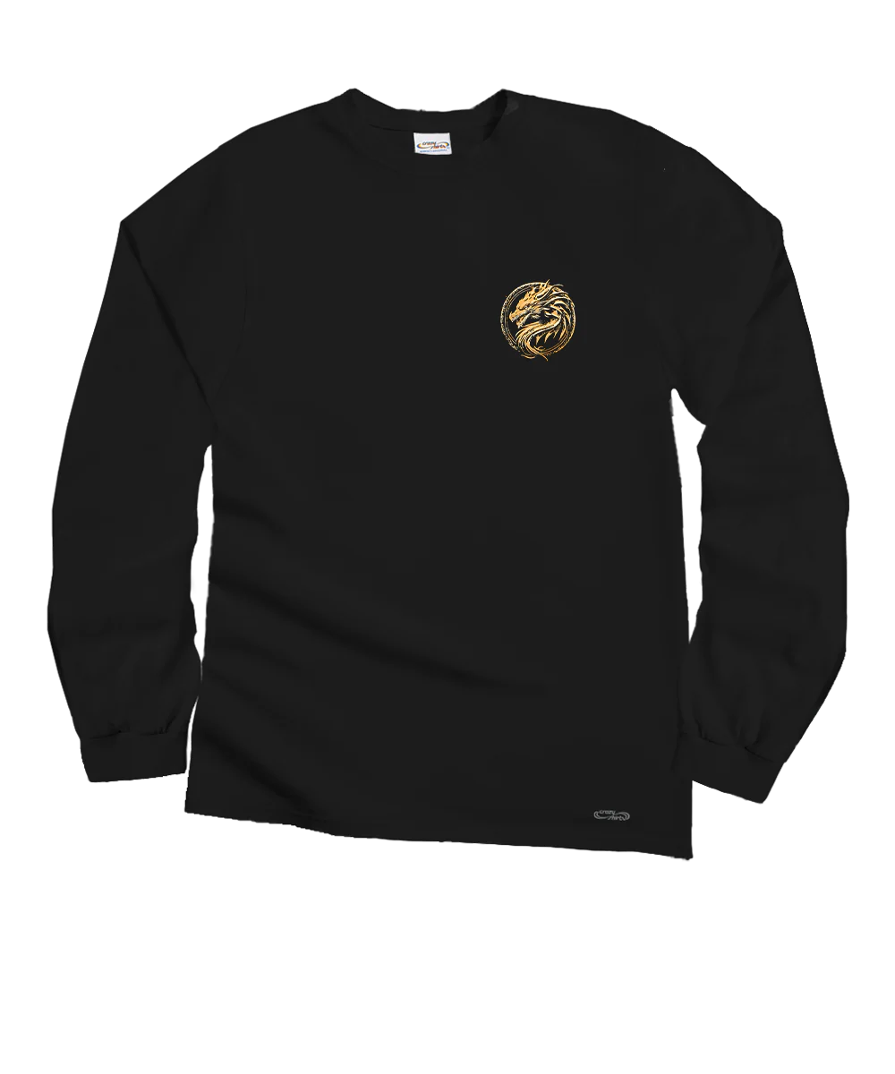 Dragon Medallion - Black Long Sleeve Crewneck T-Shirt - Image 4