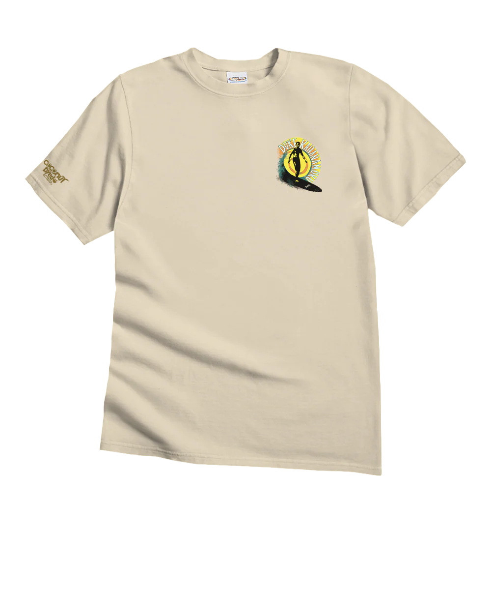 Duke Kahanamoku Sketch - Coconut Dyed Short Sleeve Crewneck T-Shirt - Image 4