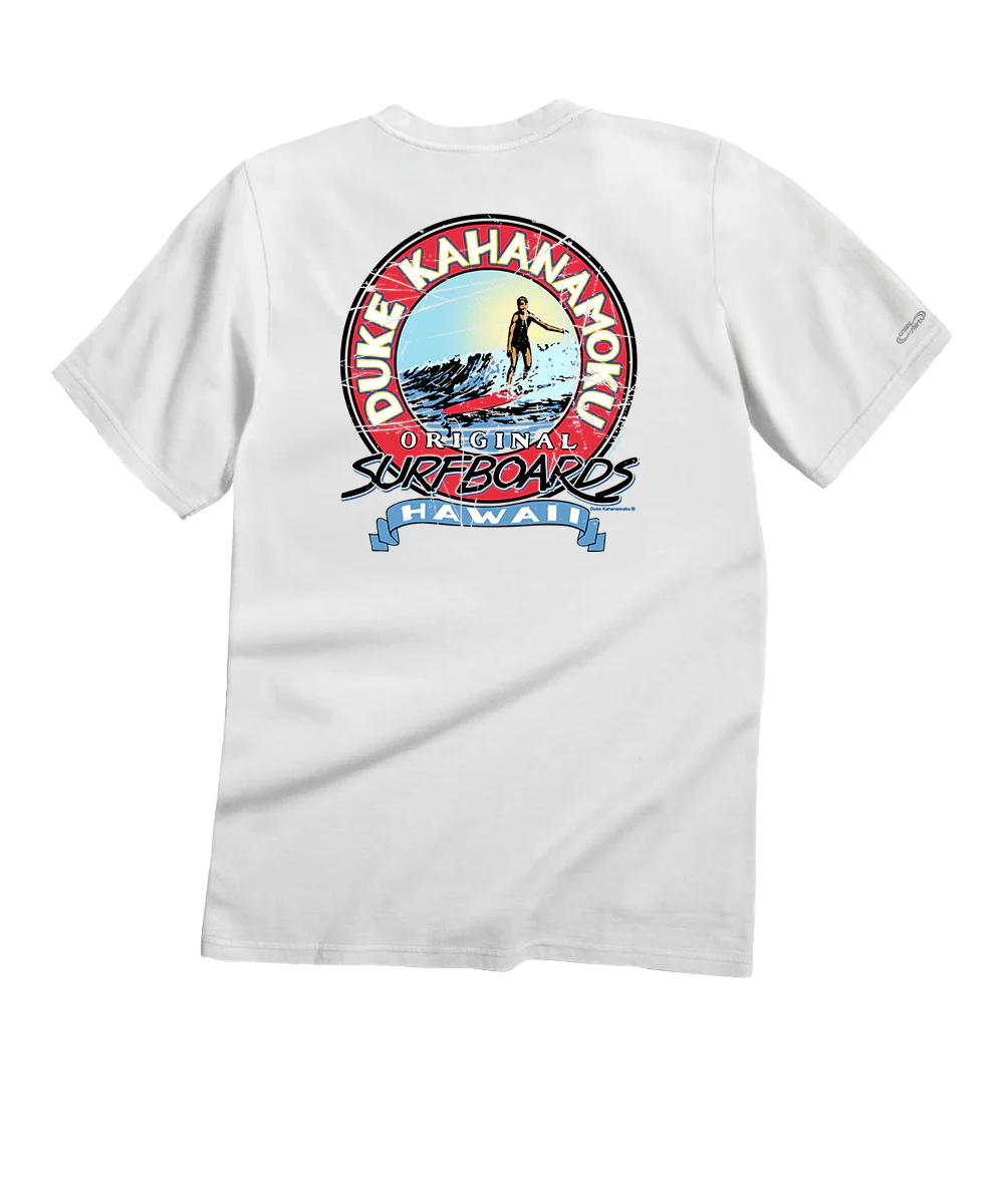 Duke Kahanamoku Surfboards - White Short Sleeve Crewneck T-Shirt