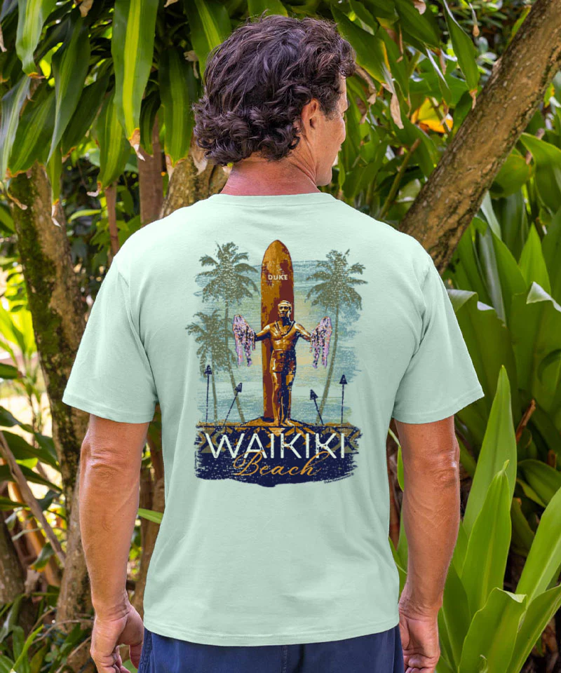 Duke Statue - Seaglass Short Sleeve Crewneck T-Shirt - Image 2