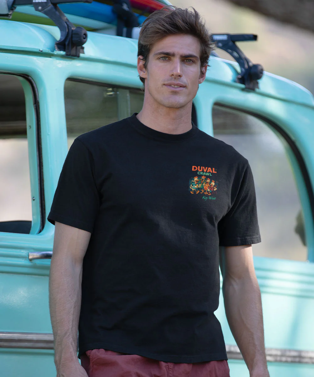 Duval Crawl Chickens - Black Short Sleeve Crewneck T-Shirt - Image 3