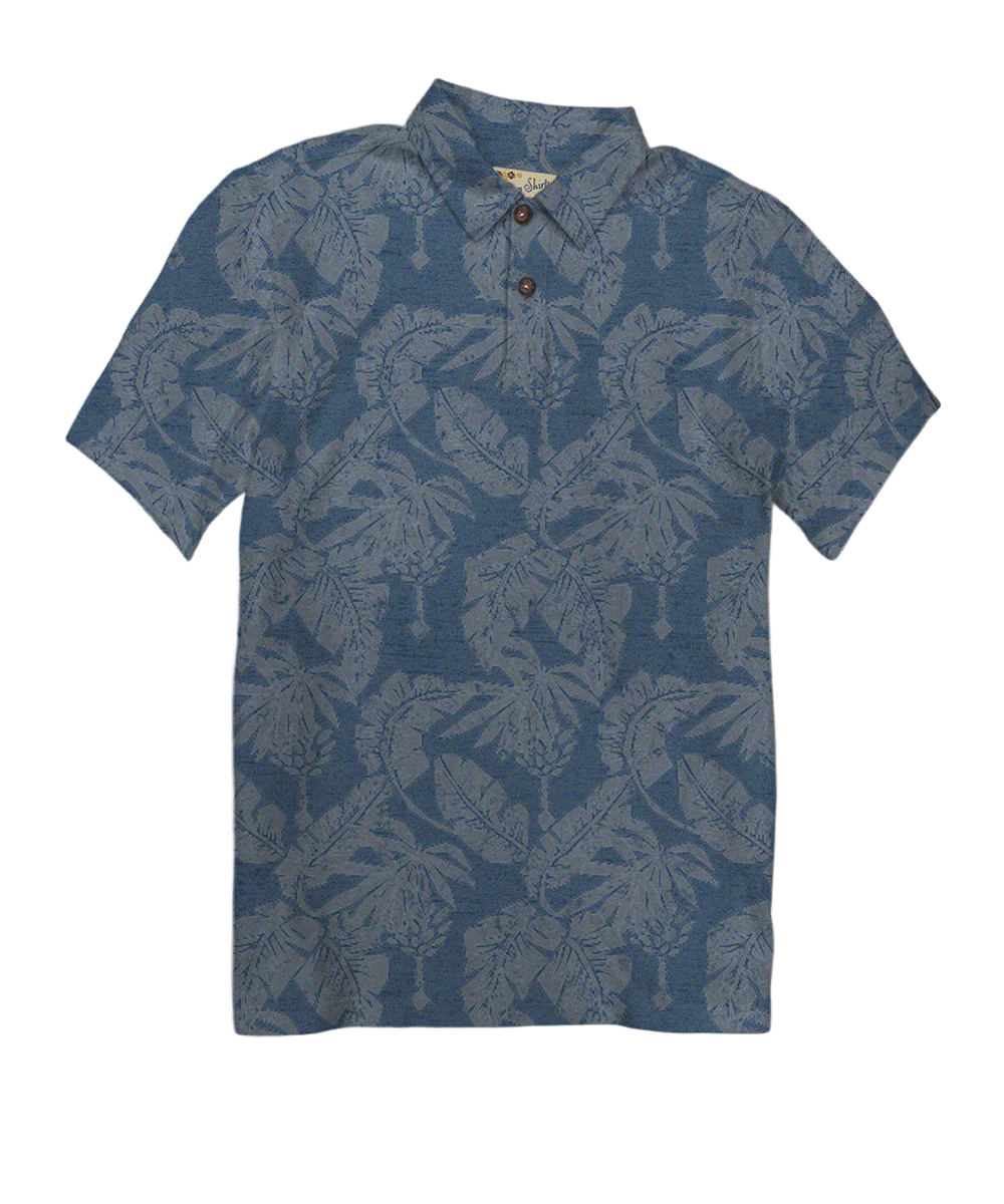E Komo Mai - Deep Sea Short Sleeve Hawaiian Polo Shirt