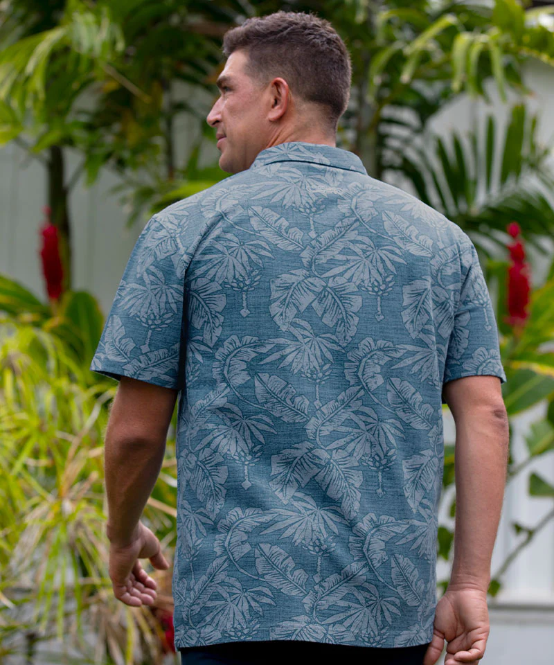 E Komo Mai - Deep Sea Short Sleeve Hawaiian Polo Shirt - Image 3