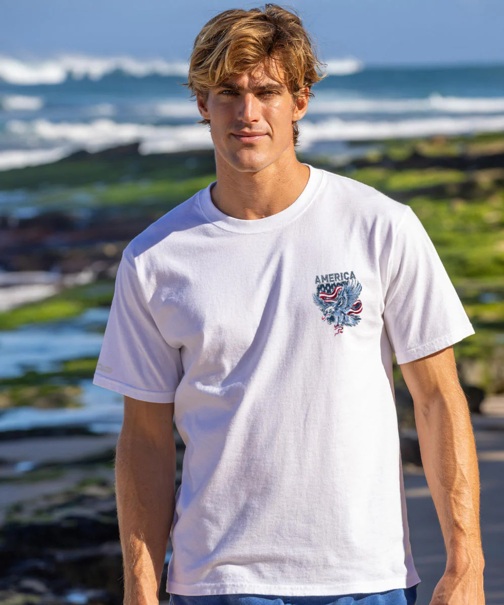 Eagle In Flight - White Short Sleeve Crewneck T-Shirt - Image 3
