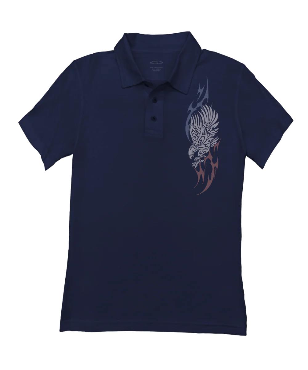 Eagle Tribal - Indigo Short Sleeve Pima Polo
