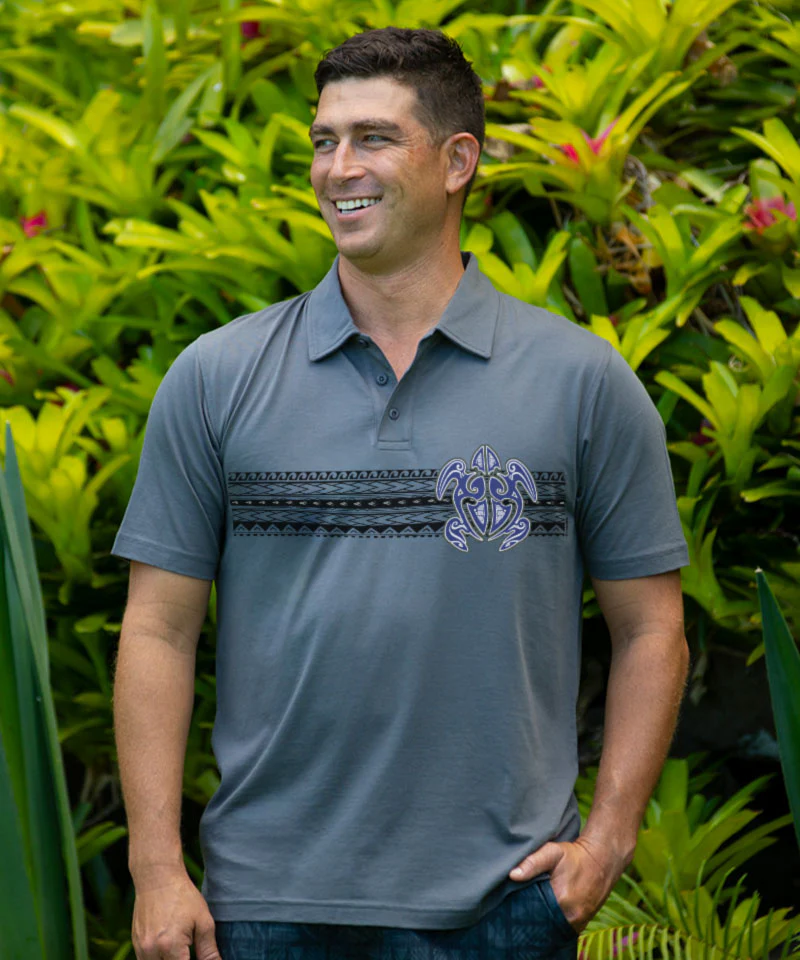Ehukai Band - Smoke Short Sleeve Pima Polo - Image 2