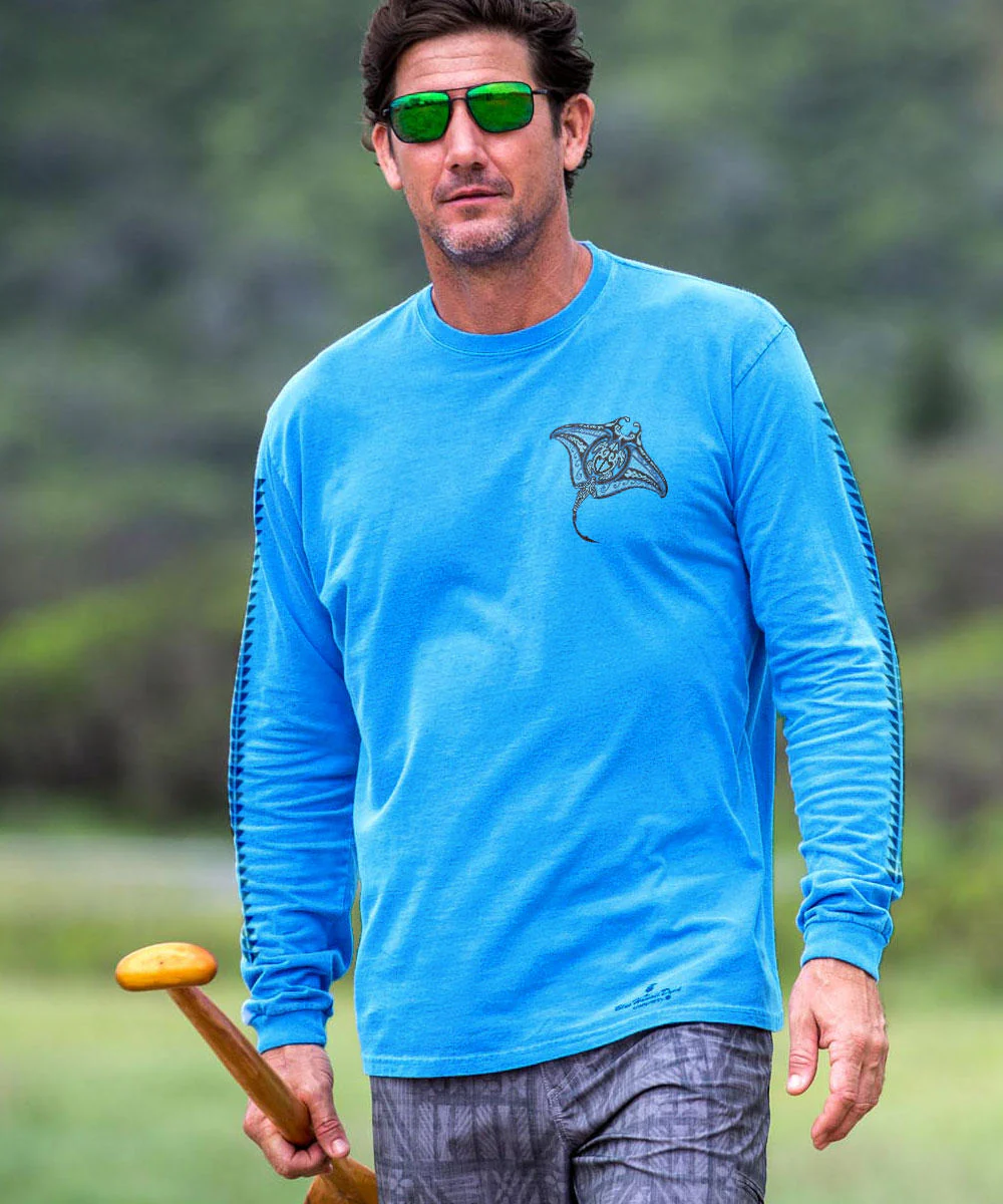 Ehukai Manta - Blue Hawaii Dyed Long Sleeve Crewneck T-Shirt - Image 3
