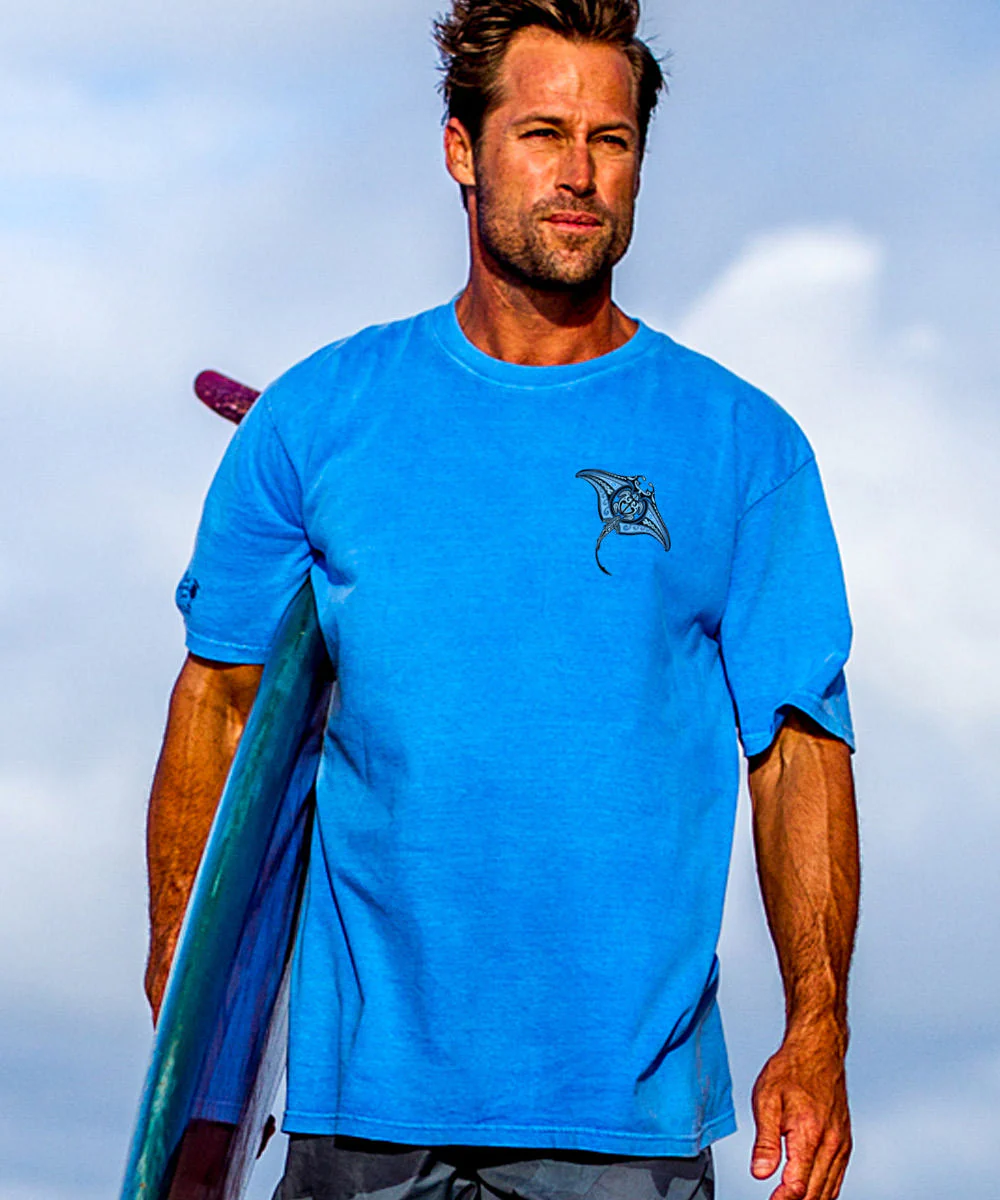 Ehukai Manta - Blue Hawaii Dyed Short Sleeve Crewneck T-Shirt - Image 3