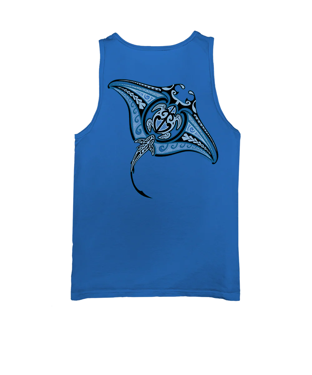 Ehukai Manta - Blue Hawaii Dyed Sleeveless Tank Top