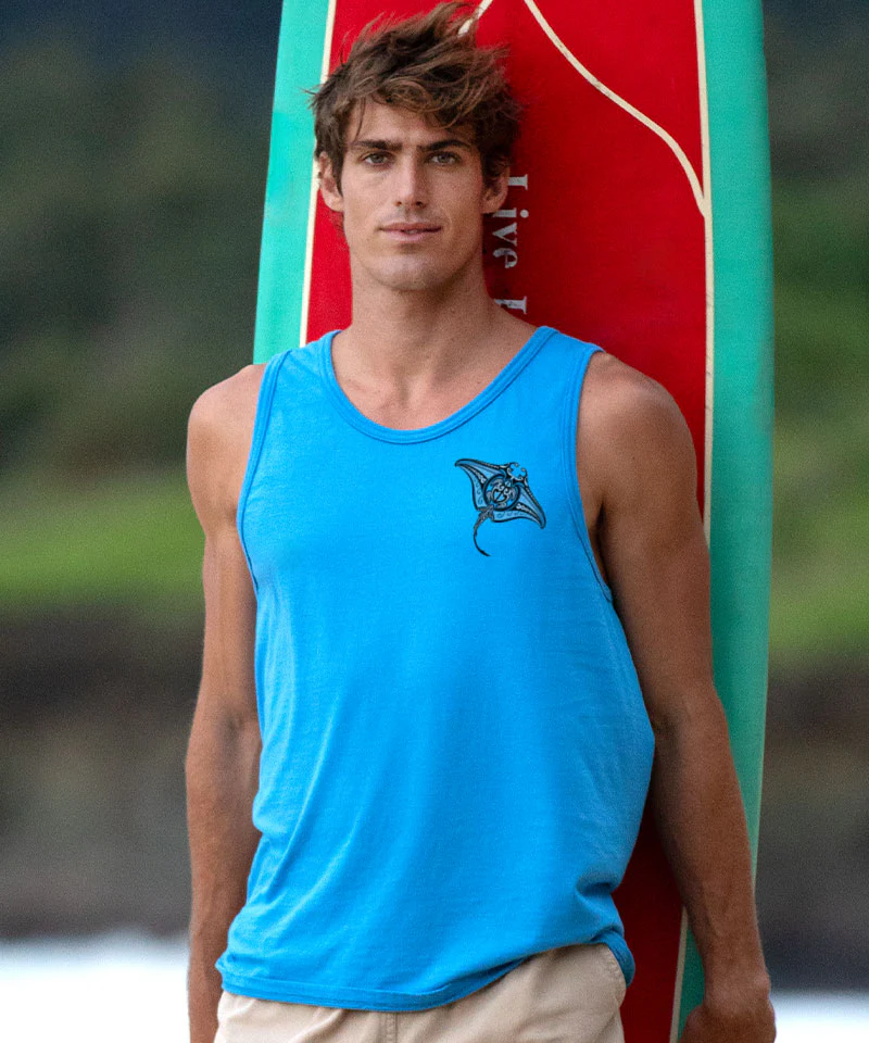 Ehukai Manta - Blue Hawaii Dyed Sleeveless Tank Top - Image 3