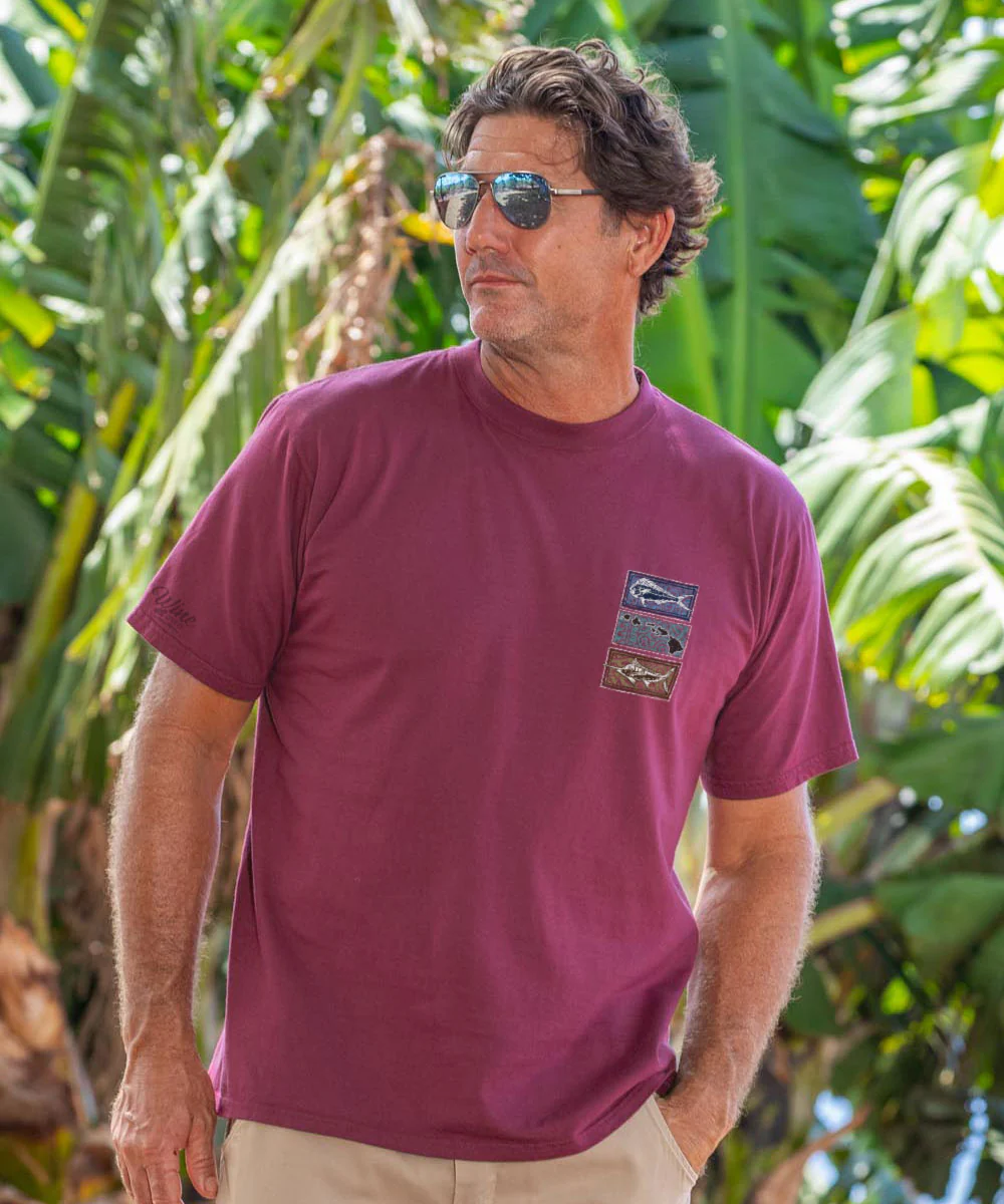 Fish Blocks - Wine Dyed Short Sleeve Crewneck T-Shirt - Image 3