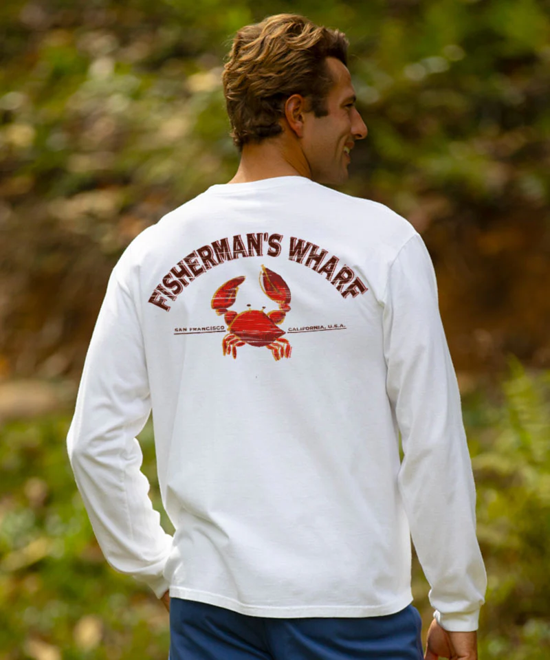Fisherman's Crab - White Long Sleeve Crewneck T-Shirt - Image 2