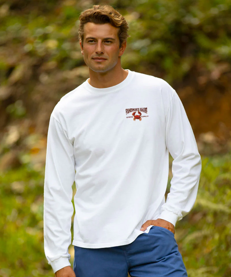 Fisherman's Crab - White Long Sleeve Crewneck T-Shirt - Image 3