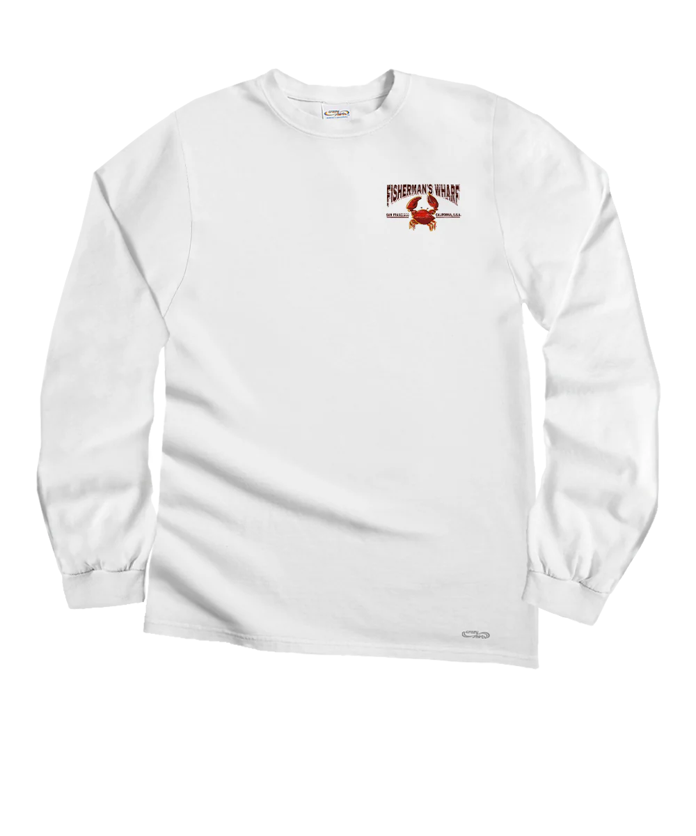 Fisherman's Crab - White Long Sleeve Crewneck T-Shirt - Image 4