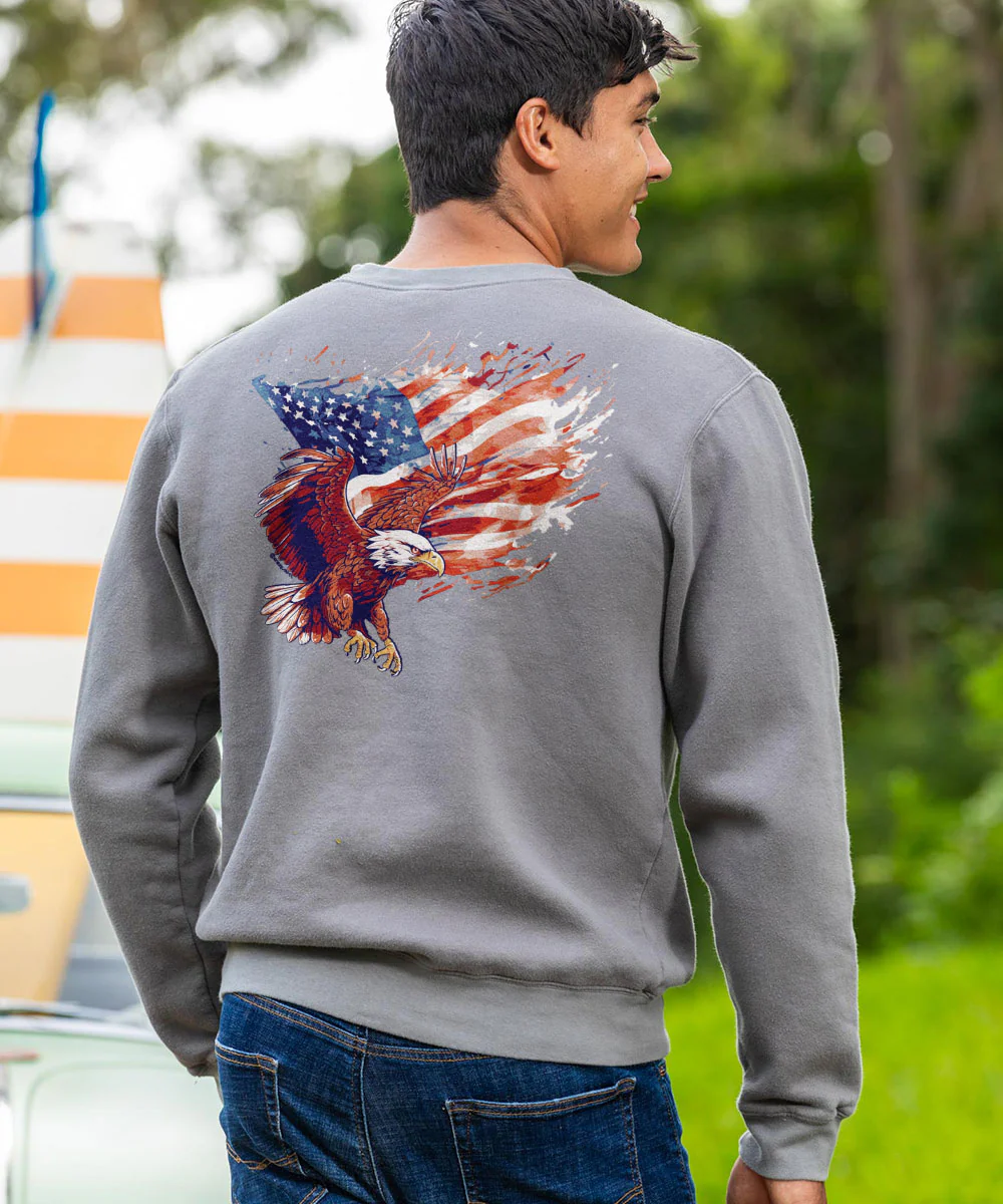 Freedom Eagle Flight - Crater Dyed® Long Sleeve Sweatshirt - Image 2
