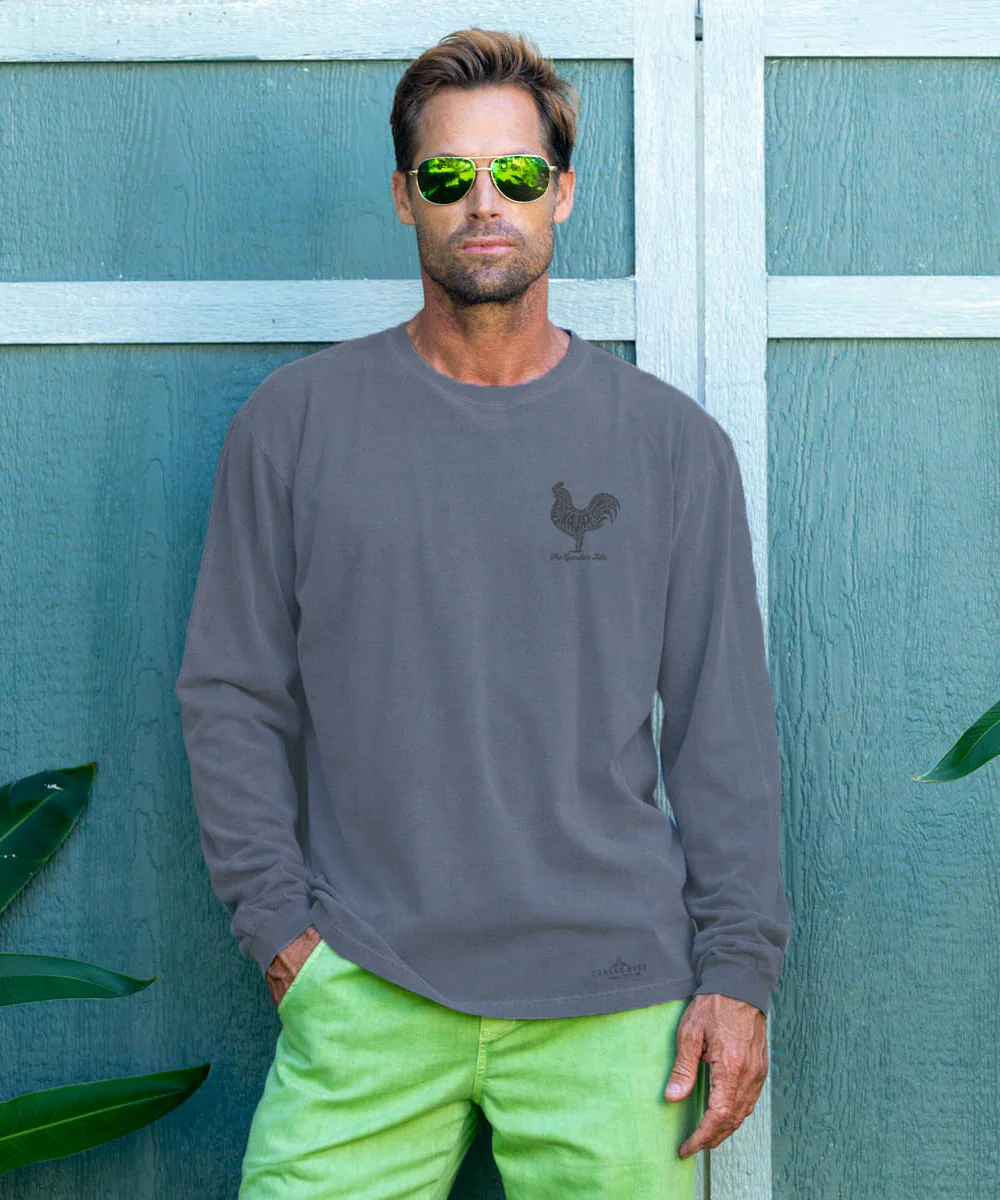 Garden Bird - Crater Dyed® Long Sleeve Crewneck T-Shirt - Image 3