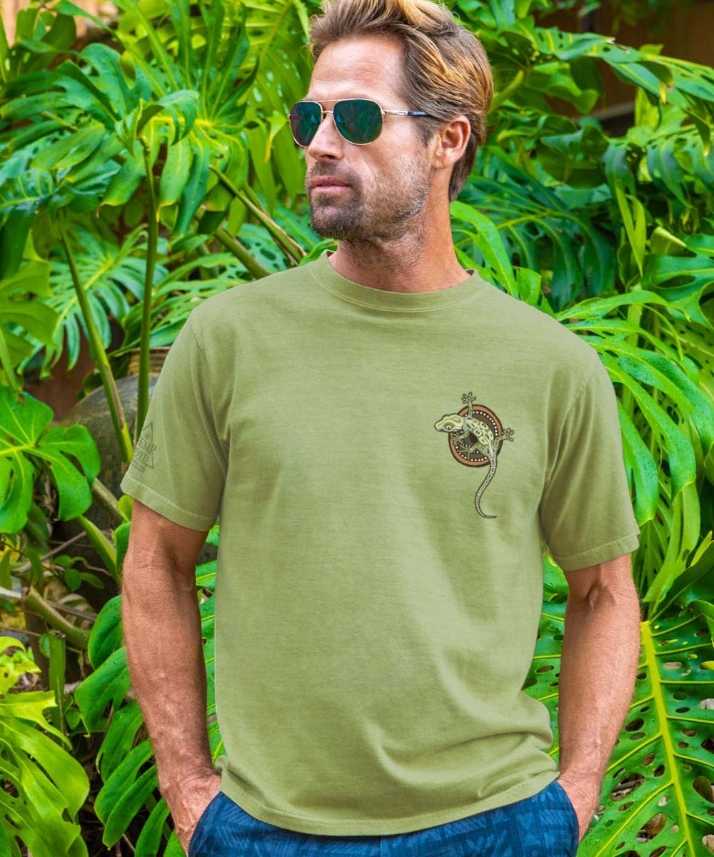 Gecko Mosaic - Hemp Dyed Short Sleeve Crewneck T-Shirt - Image 3
