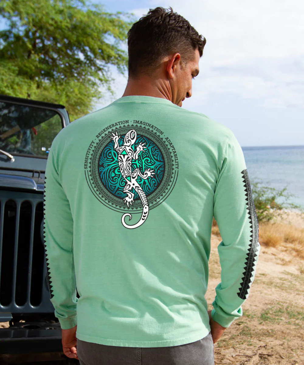 Gecko Sun - Key Lime Dyed Long Sleeve Crewneck T-Shirt - Image 2