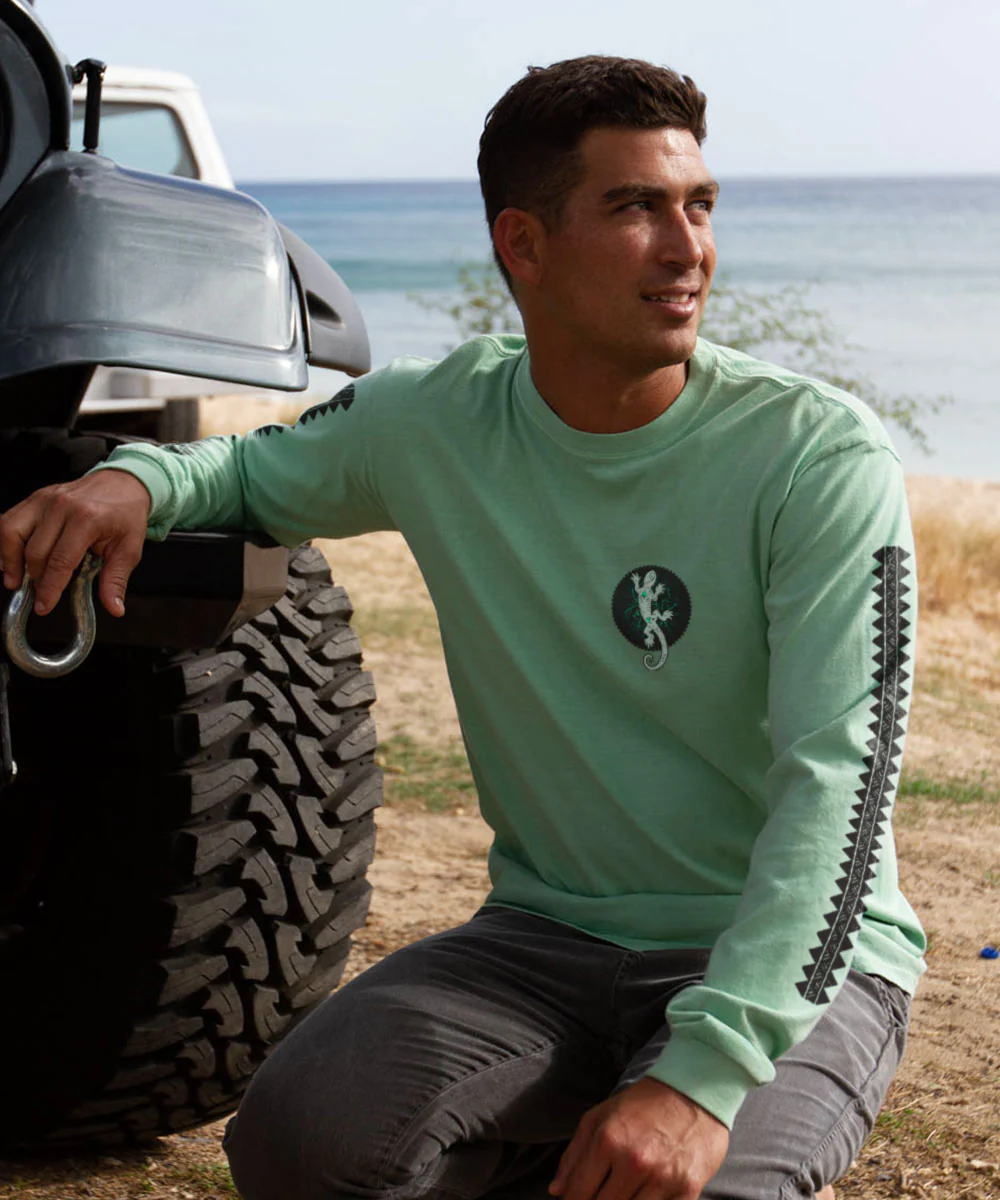 Gecko Sun - Key Lime Dyed Long Sleeve Crewneck T-Shirt - Image 3