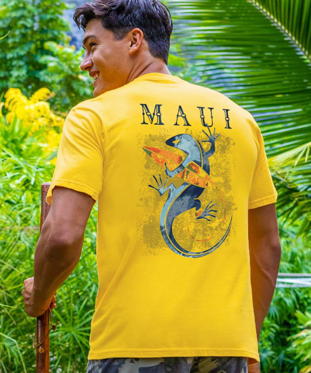 Gecko Watercolor - Pineapple Dyed Short Sleeve Crewneck T-Shirt - Image 2