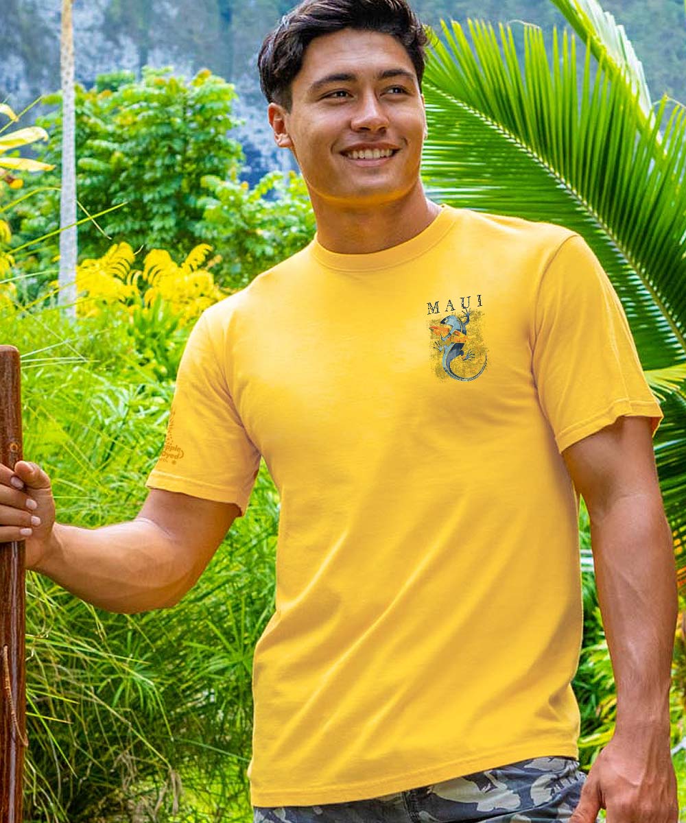 Gecko Watercolor - Pineapple Dyed Short Sleeve Crewneck T-Shirt - Image 3
