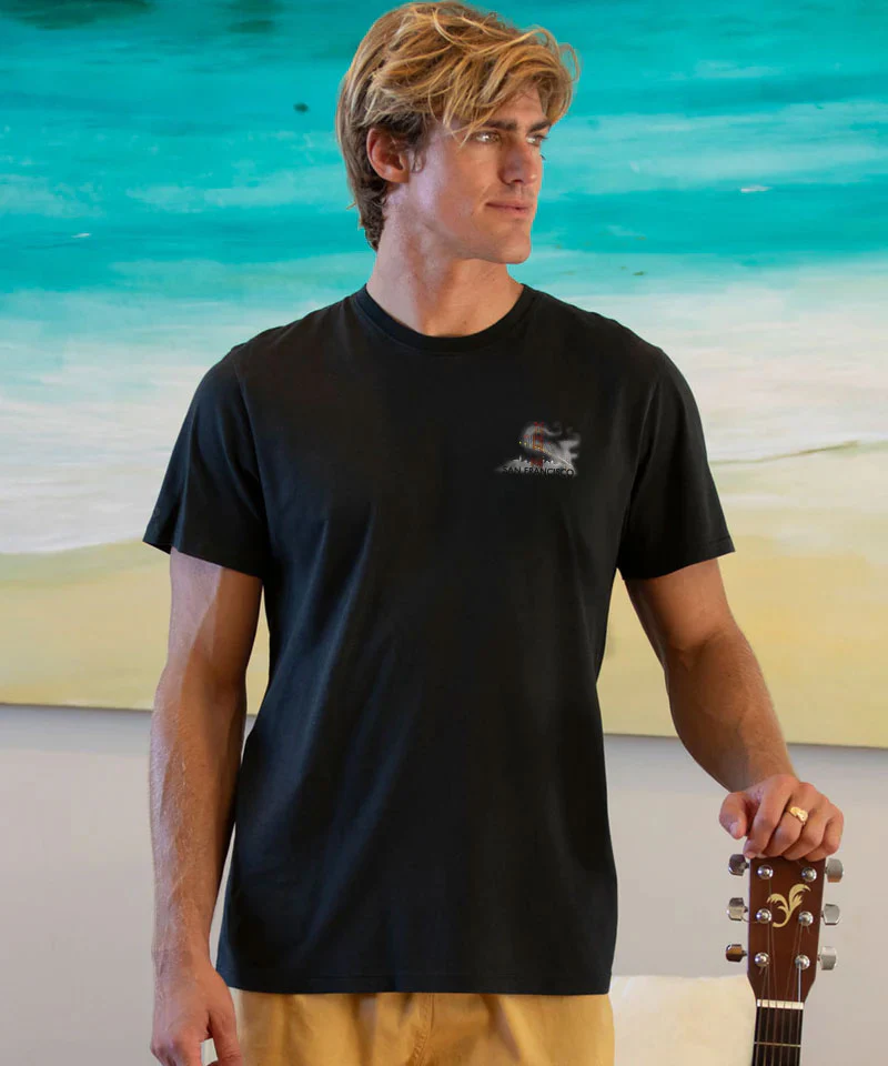 Golden Gate Fog - Jet Black Short Sleeve Pima T-Shirt - Image 3