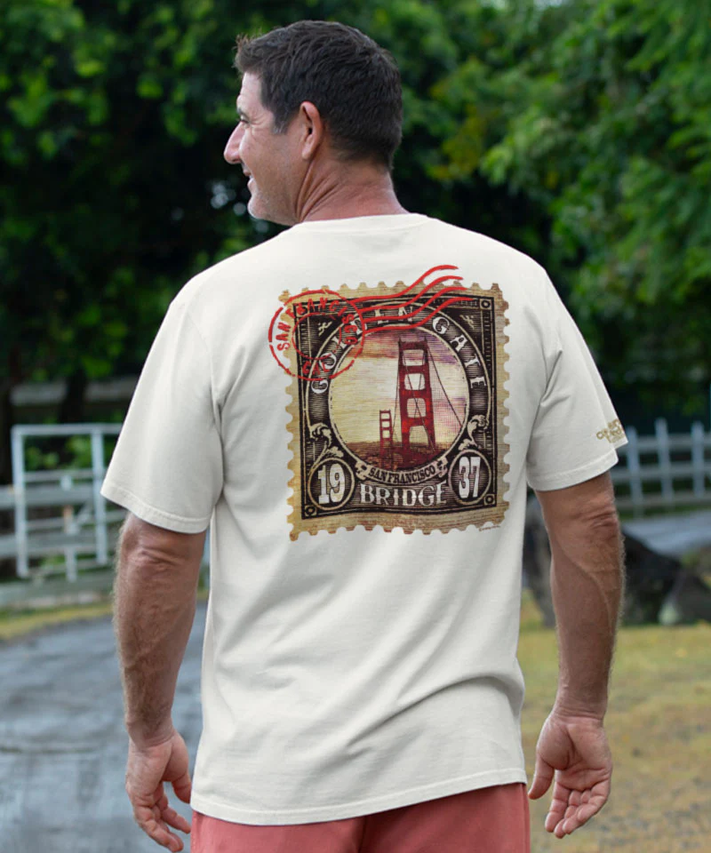 Golden Gate Stamp - Coconut Dyed Short Sleeve Crewneck T-Shirt - Image 2