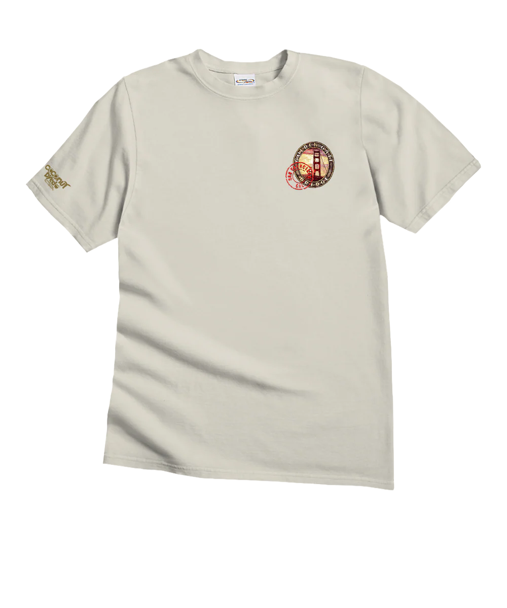 Golden Gate Stamp - Coconut Dyed Short Sleeve Crewneck T-Shirt - Image 4