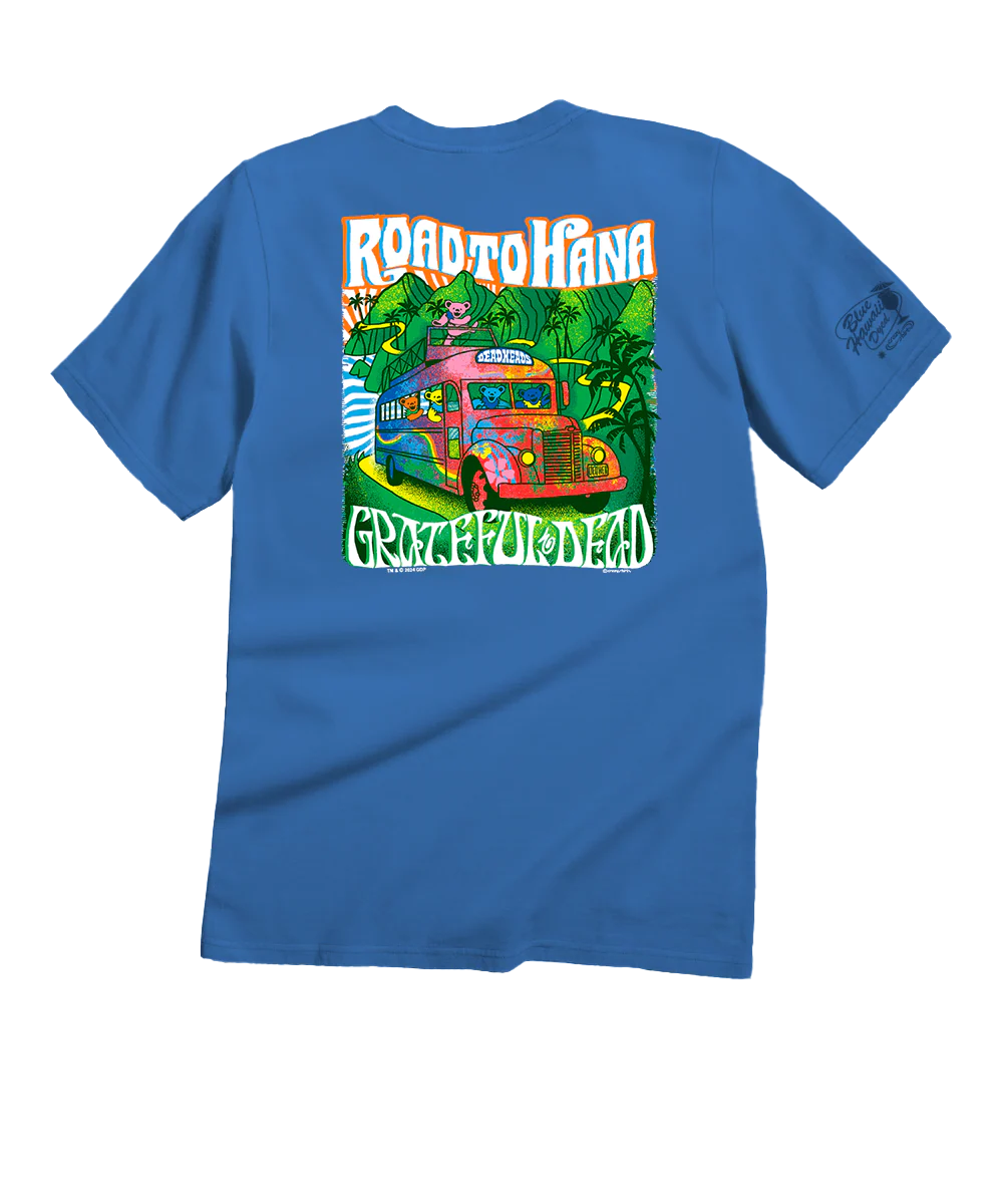 Grateful Dead Bears On The Road - Blue Hawaii Dyed Short Sleeve Crewneck T-Shirt