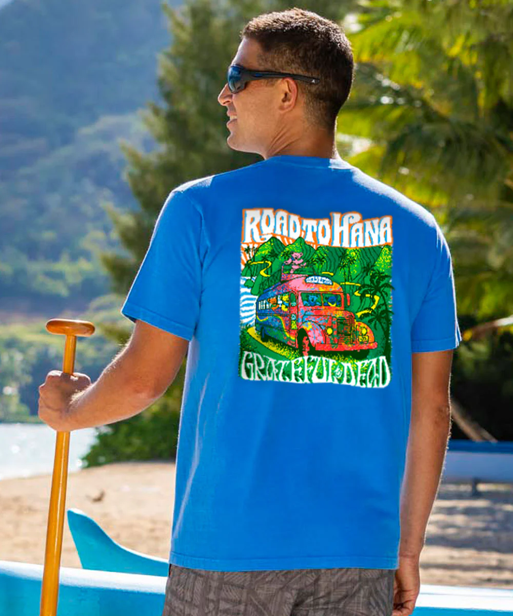 Grateful Dead Bears On The Road - Blue Hawaii Dyed Short Sleeve Crewneck T-Shirt - Image 2