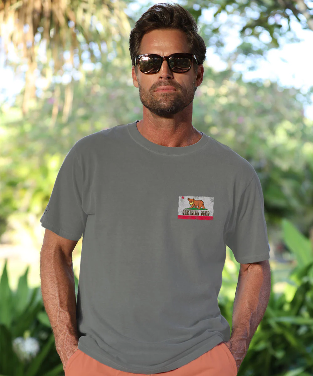 Grateful Dead California Flag - Crater Dyed® Short Sleeve Crewneck T-Shirt - Image 3