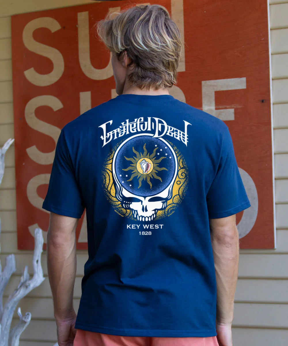 Grateful Dead Conch Republic Flag - Navy Short Sleeve Crewneck T-Shirt - Image 2