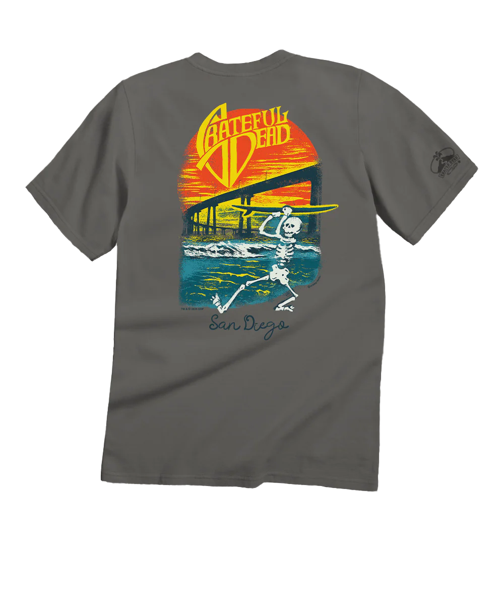 Grateful Dead Coronado Bridge Skeleton - Crater Dyed® Short Sleeve Crewneck T-Shirt