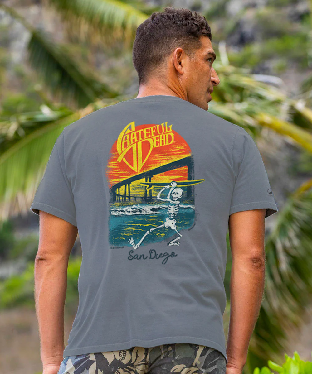 Grateful Dead Coronado Bridge Skeleton - Crater Dyed® Short Sleeve Crewneck T-Shirt - Image 2