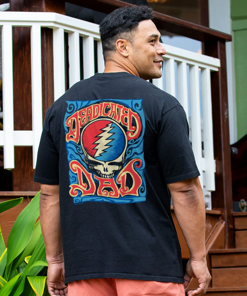 Grateful Dead Dedicated Dad - Black Short Sleeve Crewneck T-Shirt - Image 2