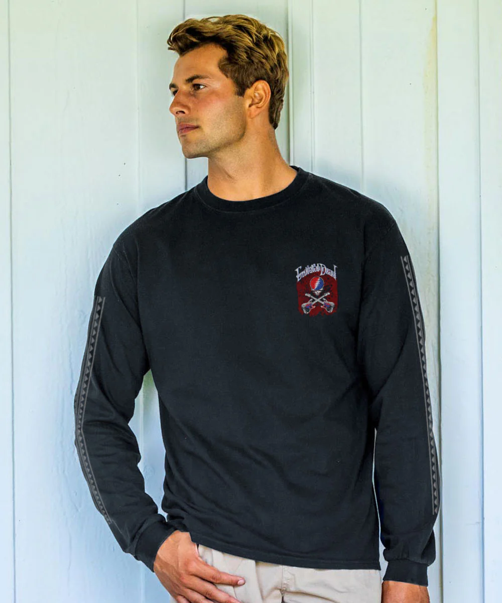 Grateful Dead Guitars - Black Long Sleeve Crewneck T-Shirt - Image 3