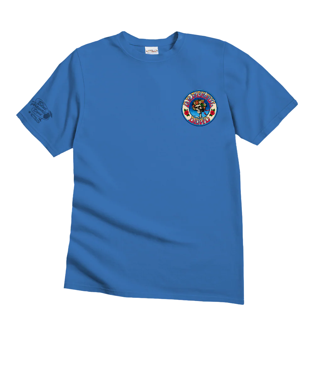Grateful Dead Hawaiian Bertha - Blue Hawaii Dyed Short Sleeve Crewneck T-Shirt - Image 4