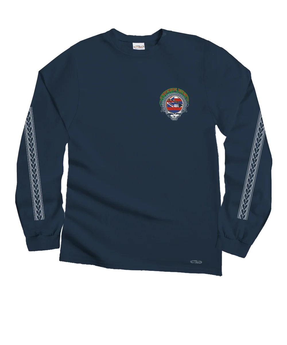 Grateful Dead Hawaiian Flag - Navy Long Sleeve Crewneck T-Shirt - Image 4