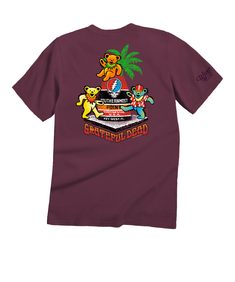 Grateful Dead Key West Buoy Bears - Wine Dyed Short Sleeve Crewneck T-Shirt