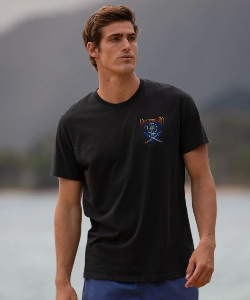 Grateful Dead Pirate - Jet Black Short Sleeve Pima T-Shirt - Image 3